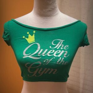 Fiber | Women’s ‘ Queen Of The Gym’ Crop Top Shirt 
Workout  Activewear Small